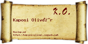 Kaposi Olivér névjegykártya